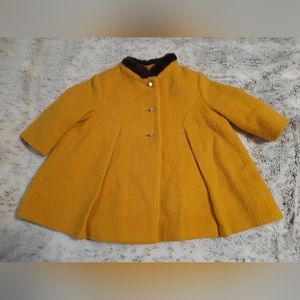 Vintage 40s 50s Girls Childs Kid Fur Wool Tapestry Mid Century Pea Coat Jacket